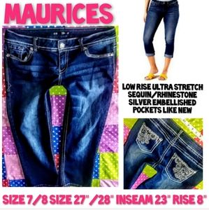 Maurices Jeans Size 7/8 Skinny Leg Crop Capri EUC